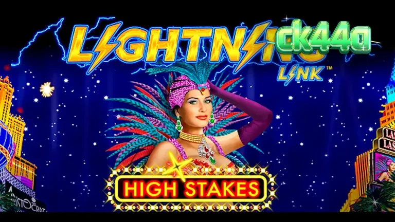 Tampilan antarmuka permainan slot Lightning Link High Stakes dengan nuansa kasino mewah.